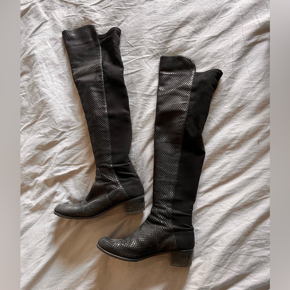 Stuart Weitzman over the knee snake skin boots